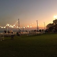 lanterns at sunset