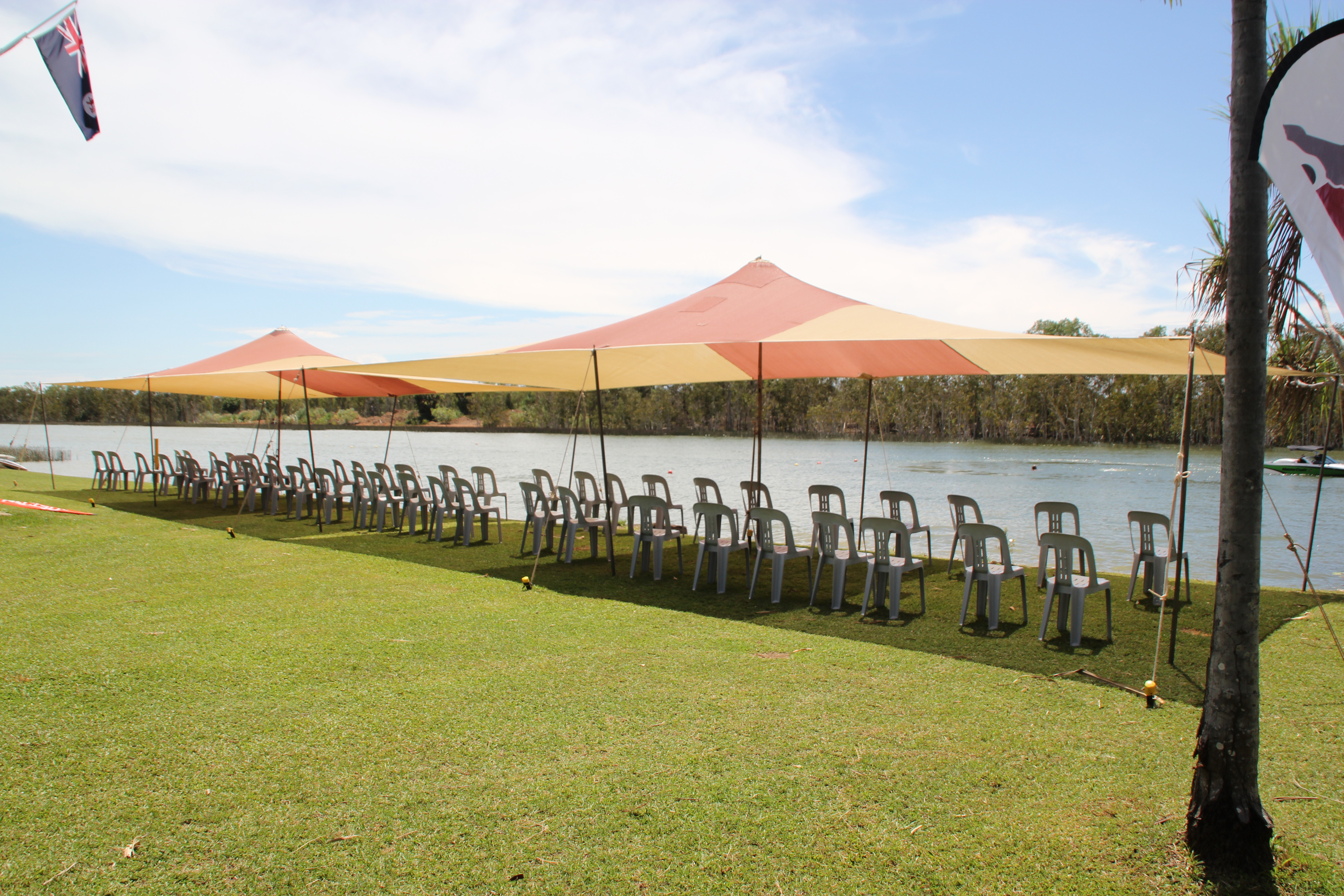 marquee by lake